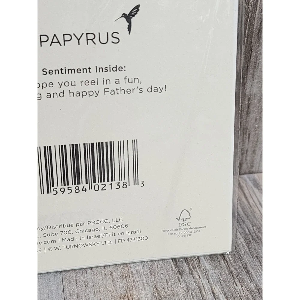Papyrus Father's Day Card Turnowsky Fishing Theme Embossed Gold Foil New